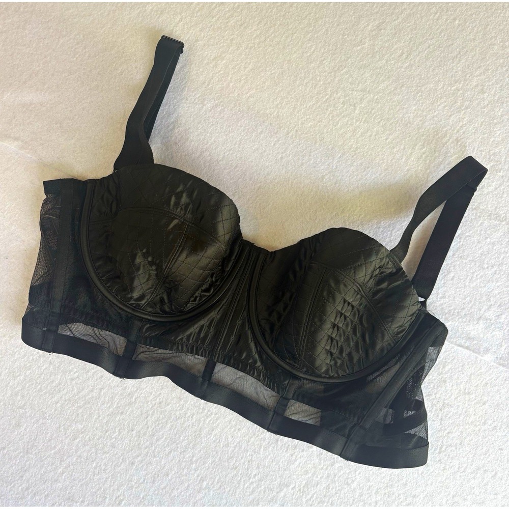 Victoria's Secret Very Sexy Underwire Lined Mesh Balconet Quilted Bra 36DD Black